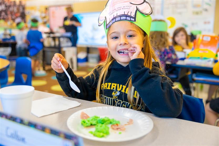 Fairview Elementary students make green eggs and ham